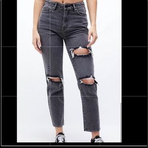PacSun Faded Black Ripped Mom Jeans